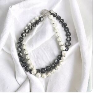 Black and White Faux Pearl Necklace